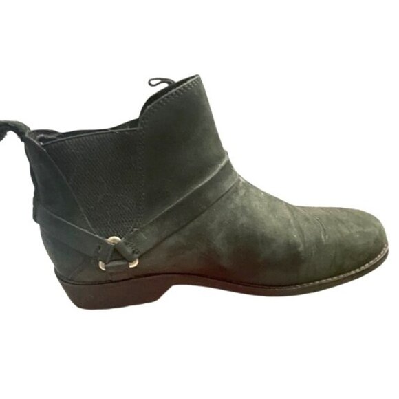 Teva De La Vina Dos Chelsea Black Ankle Booties Leather Boot Buckle Pull Sz 10 - Picture 4 of 11